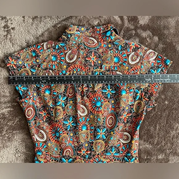 SOLD | Bernie Dexter Kelly Dress Heritage Print Pinup 50s Jewel Tone SMALL - Picture 10 of 13